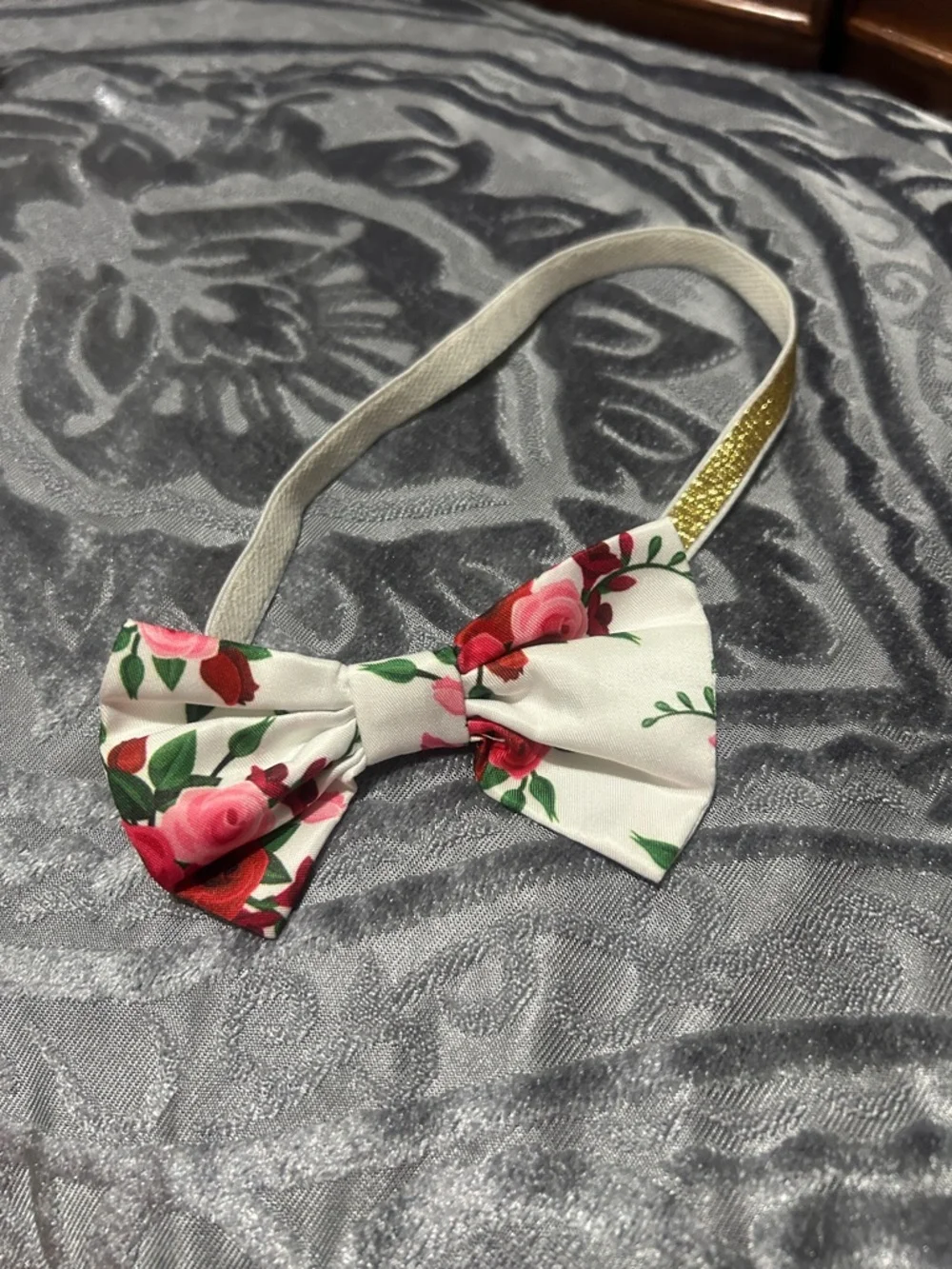 White Floral Ruffle Bloomers with Matching Bow Headband - Pink Rose Print